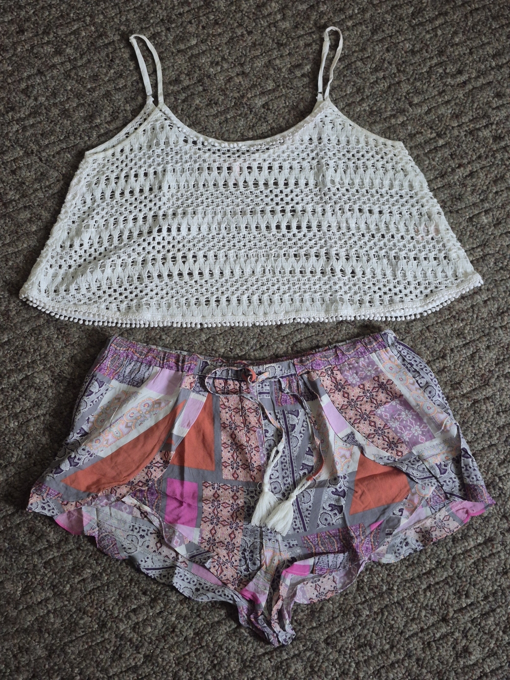 Victoria's Secret Crochet Tank & Patterned Shorts S/M